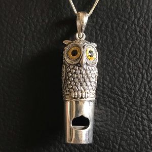 NWOT Solid 925 Sterling Silver Owl Whistle Pendant only, chain not included
